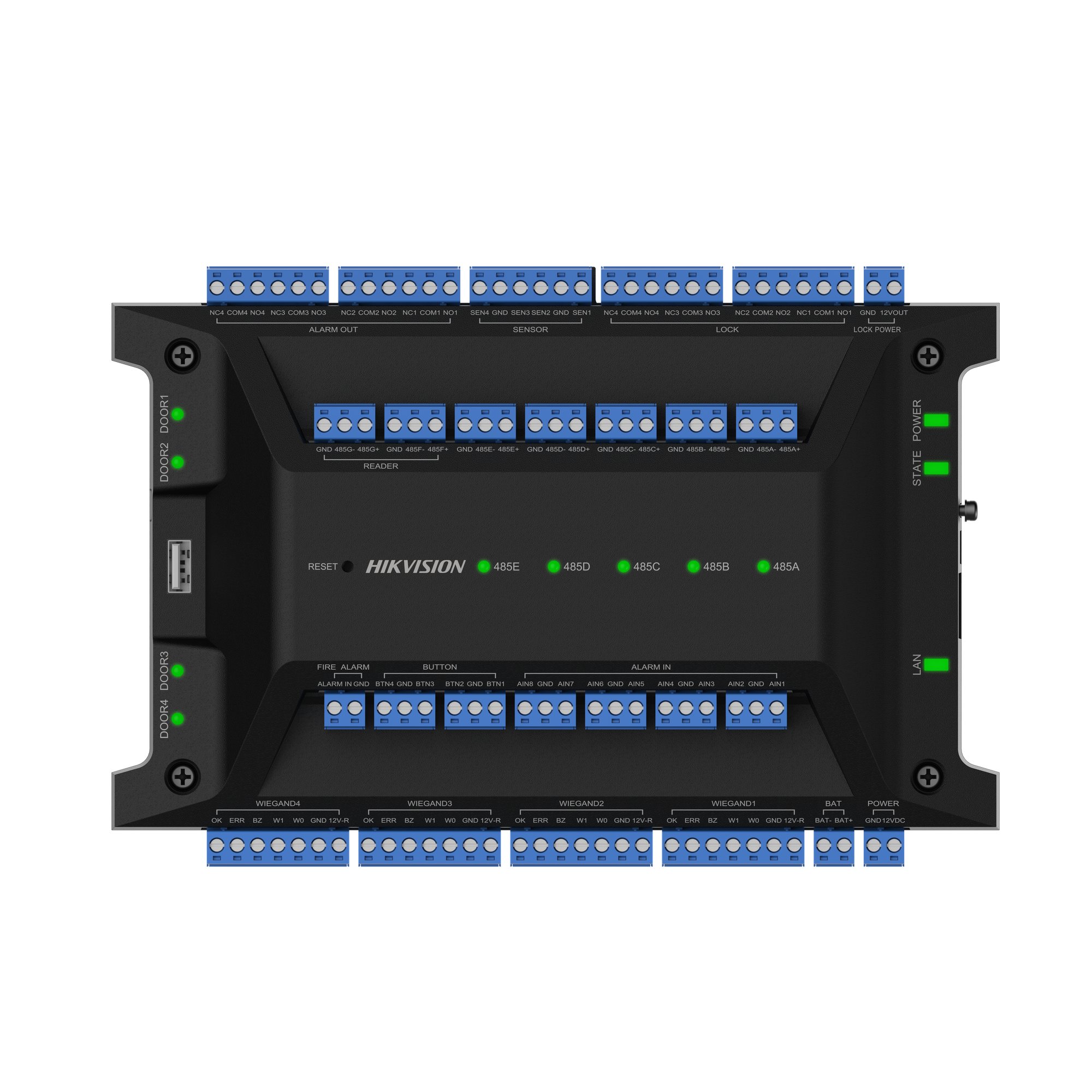 DS-K2704X(P)(O-STD) — Hikvision 4-Tür-Zugangskontroller für Erweiterung bis 128 Türen