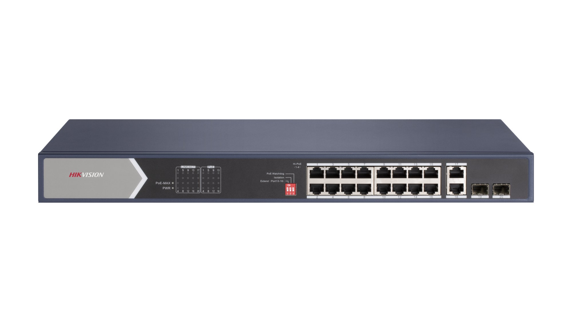DS-3E0520HP-E(O-STD) — 20-Port Gigabit PoE+ Switch mit Hi-PoE