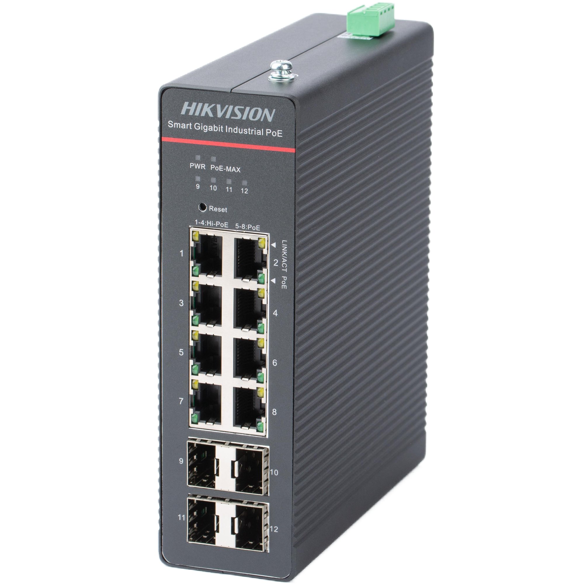 DS-3T1512HP-SI-8P4F(O-STD)/No — Industrie-PoE-Switch 8+4 Ports Hi-PoE Smart Managed