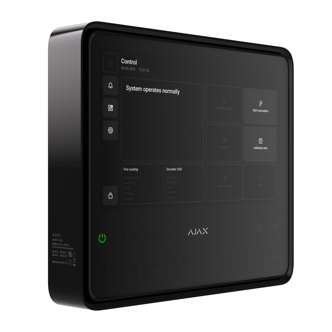 Ajax EN54 Fire Hub Jeweller black